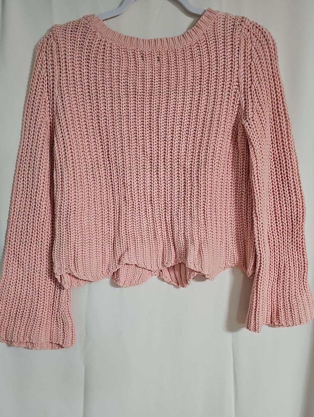aerie Blush Pink Cropped Cable Knit Crew Sweater - Picture 4 of 6